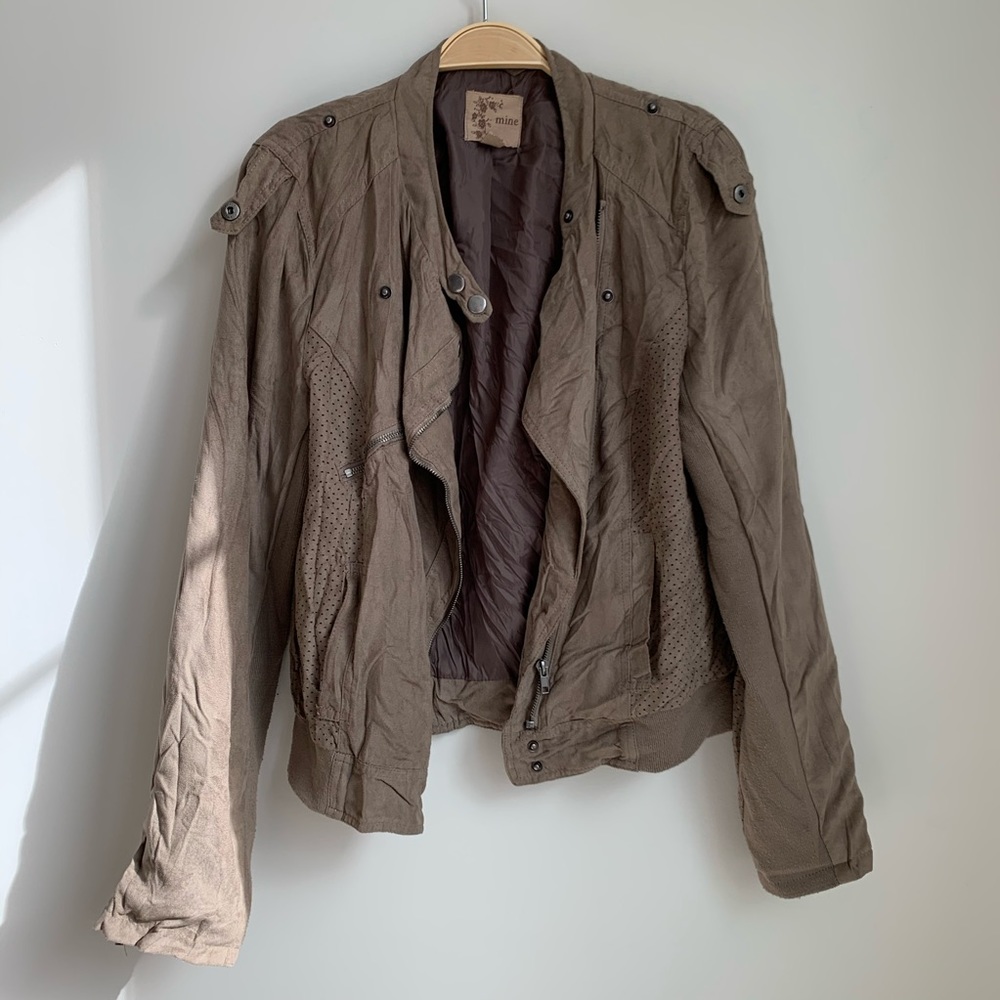 Faux suede biker jacket